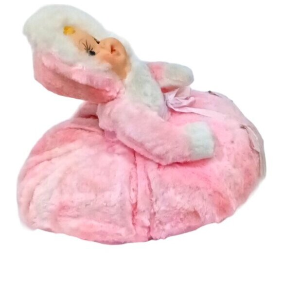 Vintage 1960s Childs Pyjama Holder Doll with Rubber Face‎ Pink Dress with Zip - Picture 6 of 7